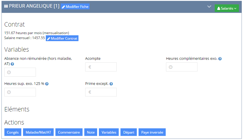 Tableau de préparation de la paie en ligne